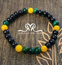 Load image into Gallery viewer, His and Hers Bracelet Set. Glass and Mountain Jade Beads. Size 7.5 and 8.5 inches