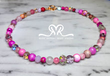 Load image into Gallery viewer, Mixed Agate, Mountain Jade and Glass Bead Pink Necklace. (Size 15 inches)