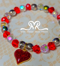 Load image into Gallery viewer, "♥️" Glass and Acrylic Beaded Bracelet.... size 7.5"