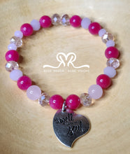 Load image into Gallery viewer, "It is well with my soul" 10mm Mixed Agate and Mountain Jade Pink Bracelet . Size 7.5 inches