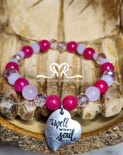 Load image into Gallery viewer, "It is well with my soul" 10mm Mixed Agate and Mountain Jade Pink Bracelet . Size 7.5 inches