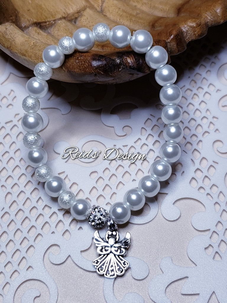 Angel Glass Pearl Bracelet ( size 7.5