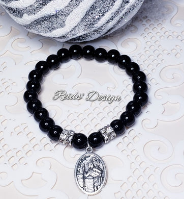 Sale.......St Christopher Black Glass Bracelet