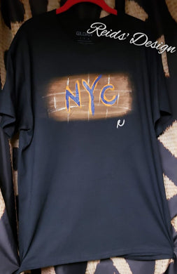 Reids' Design Hand Painted NYC Brick Wall Men Large / XL Women T-shirt