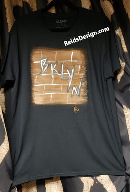 Sale.... Reids' Design Hand Painted BKLYN Brick Wall Large Men / XL Women T-shirt