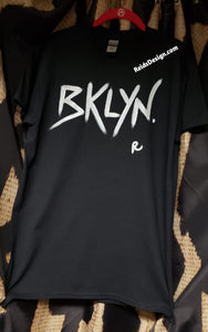 Reids' Design Hand Painted BKLYN T-shirt with a little Glitter Men Medium/ Women Large