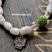Load image into Gallery viewer, New &quot;Jesus Loves You &quot; cats eye bracelet with Green Crystal Bead ( size 7.5&quot; )