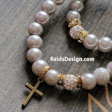 Load image into Gallery viewer, New Stackable Textured &amp; Glass Pearls Bracelets with a Cross