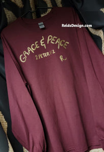 Reids' Design Hand Painted  long sleeve " Grace & Peace XL Men / 2XL Women T-shirt