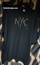 Load image into Gallery viewer, T-Shirt Black on Black &quot;NYC&quot; Hand Painted by Reids&#39; Design.  Unisex 3X  / Women 4X