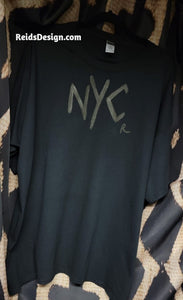 T-Shirt Black on Black "NYC" Hand Painted by Reids' Design.  Unisex 3X  / Women 4X