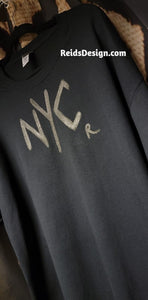 T-Shirt Black on Black "NYC" Hand Painted by Reids' Design.  Unisex 3X  / Women 4X