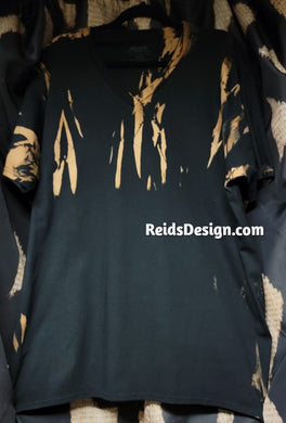 One of a Kind Vneck Handmade Reversed Tie Dye / Bleach Tie Dye T-shirts by Reids' Design Men 2x / Women 3X