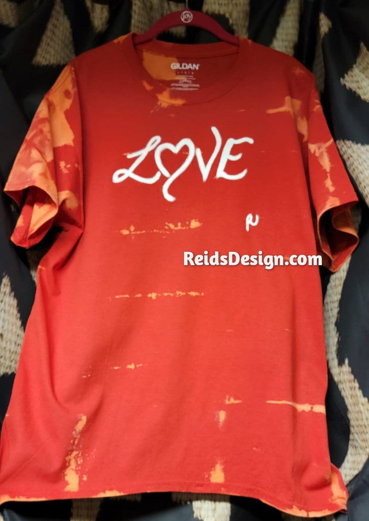 L❤VE Reversed Tie Dye / Bleach Tie Dye 👕 T-Shirt by Reids' Design Men Large / Women XL