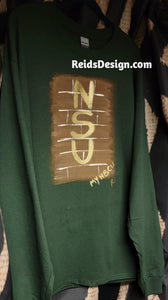 Hand Painted Long Sleeve "NSU" T-Shirt by Reids' Design Men XL / Women 2X