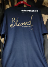 Load image into Gallery viewer, T-Shirt Navy &quot;Blessed&quot; Hand Painted By Reids&#39; Design Men Large / Women XL