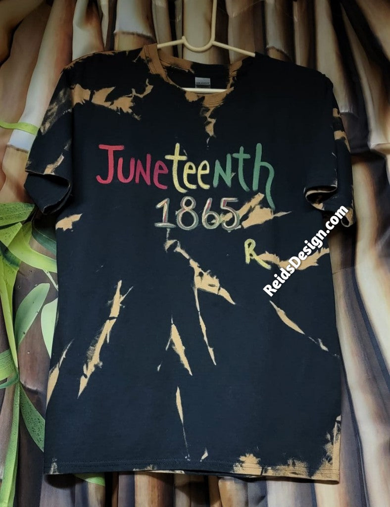 New Reids' Design Hand Painted Tie Dye Juneteeth T-Shirt ( size Men XL / 2X Women ) T-shirt