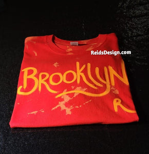 New "BROOKLYN" Reversed Tie Dye / Bleach Tie Dye 👕 T-Shirt by Reids' Design ( size Men 2XL / Women 3X)