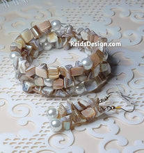 Load image into Gallery viewer, New...Mother of Pearls amd Glass Pearls Wrap Bracelet and Earrings