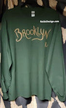 Load image into Gallery viewer, New...Brown and Green Hand Painted BROOKLYN Forest Green Long Sleeve T-shirt by Reids&#39; Design ( size Men Large  / Women XL)