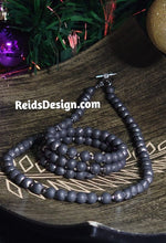 Load image into Gallery viewer, 8mm Black Matte Glass Beads with a touch of Silver(18 inch) Necklace and Wrap Bracelet