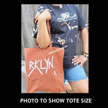 Load image into Gallery viewer, Hand-Painted &quot; Bklyn &amp; Logo&quot; 100% Cotton Canvas Tote Bags (size 15×16 inches) with Long Handle *Rust color*