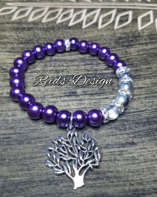 Sale ...Purple and Clear Tree of Life Bracelet