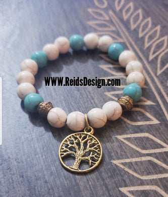 Tree of Life White and Turquoise Bracelet