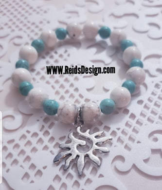 Sale....Sun White and Turquoise Bracelet