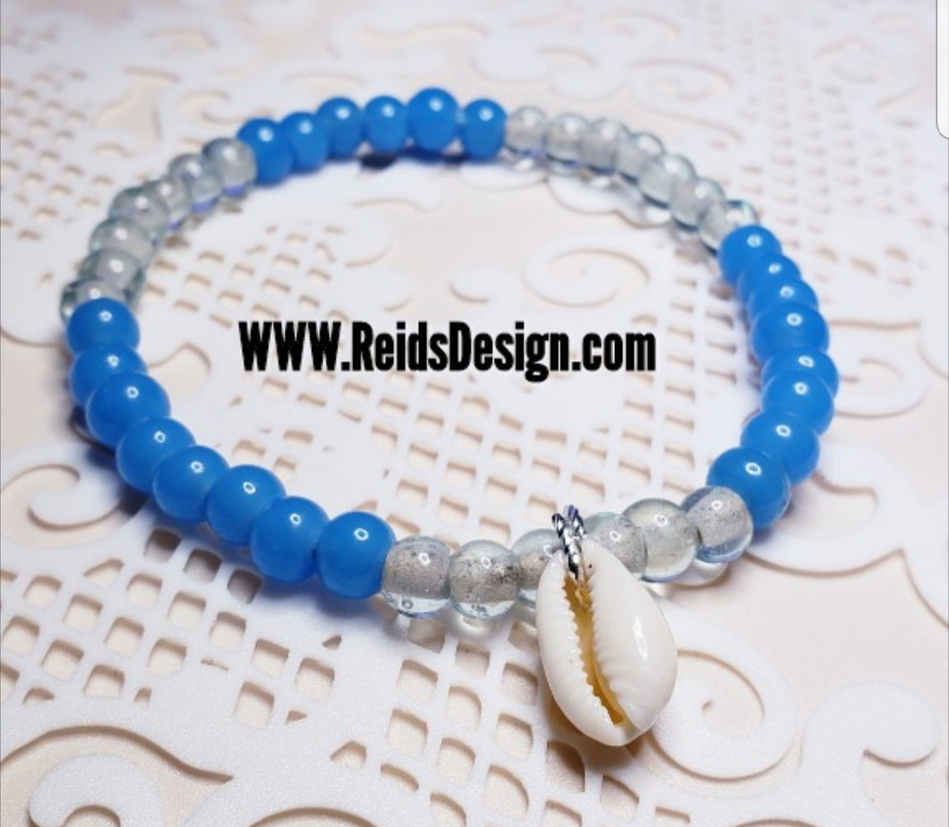 Sale... Cowrie Shell Glass Anklet