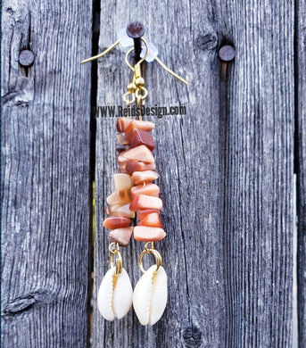 Sale...Cats Eye Cowrie Shell Earrings