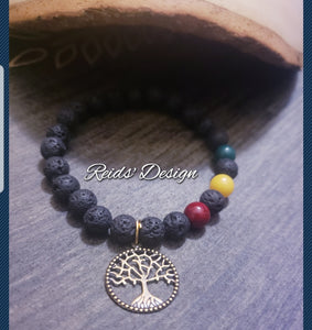 Tree of Life Lava and Mountain Jade Bracelet by Reids' Design