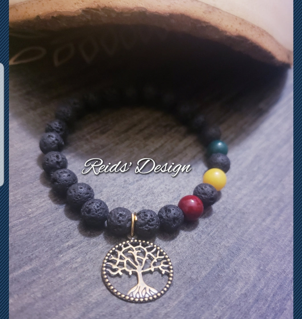 Tree of Life Lava and Mountain Jade Bracelet by Reids' Design