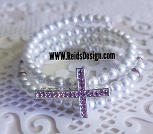 Sale....White Glass Pearls Wrap " IRIS"  Bracelet