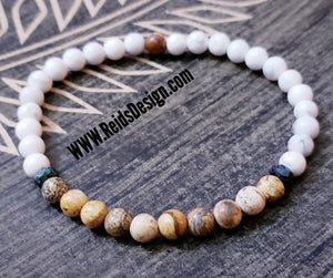 6mm Howlite & Jasper (size 8.5" ) Bracelet