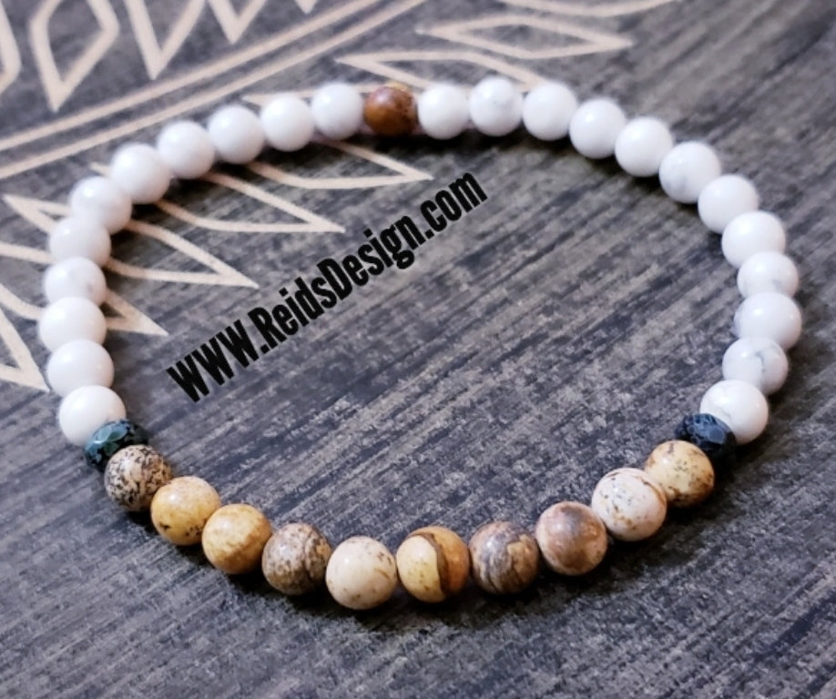 6mm Howlite & Jasper (size 8.5