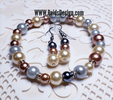 Sale.....Glass Pearls earring and Bracelet set
