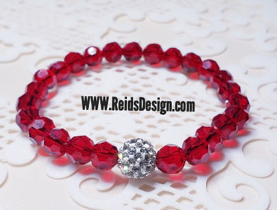 Sale....Red Glass Beads with Crystal Ball