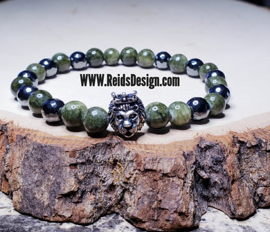 Lion Hemitie Faceted  (Non-Magnetic) and Riverstone Jasper Bracelet