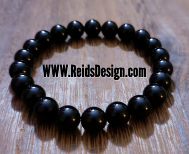 Black 10mm Agate Bracelet ( size 8.5 )