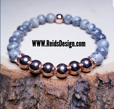 Rose Gold Hematite & Scenery Jasper Bracelet