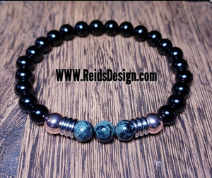 Agate, Jasper and Rose Hematite Bracelet ( size 8.5" )