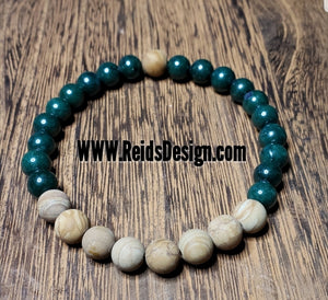 Matte wood Jasper & Mountain Jade Bracelet