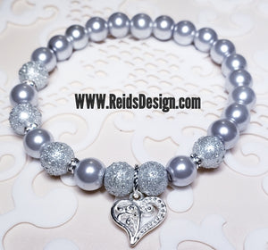 Sale...."❤"  Platinum Glass Pearl Bracelet