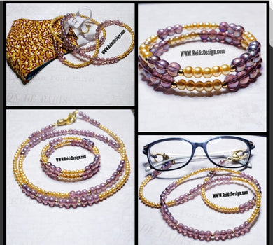 Necklace, Mask and Eyeglasses Chain (28 inch) with wrap Bracelet * mask not included
