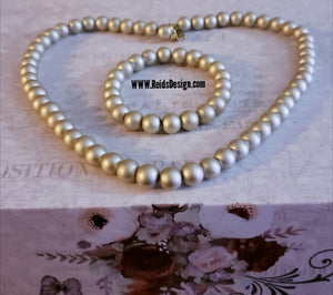 10mm Matte Glass Pearls ( 21 inch) Necklace and ( 7.5" ) Bracelet Set