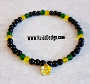 Sale...Black, Green and Yellow Anklet with flower