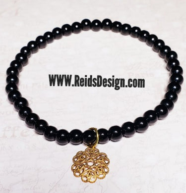 Sale.....Black Glass Bead Anklet