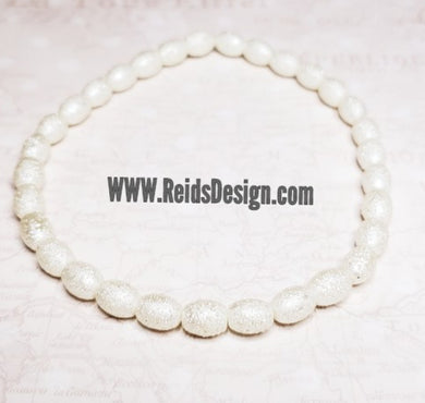 Sale....White textured Glass Pearl Beaded Anklet