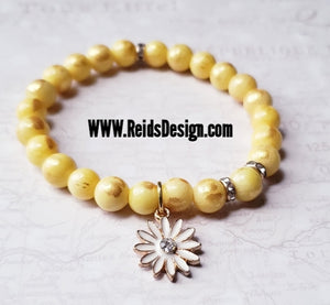 "🌸" Mountain Jade  Flower Bracelet ( size 7.5" )